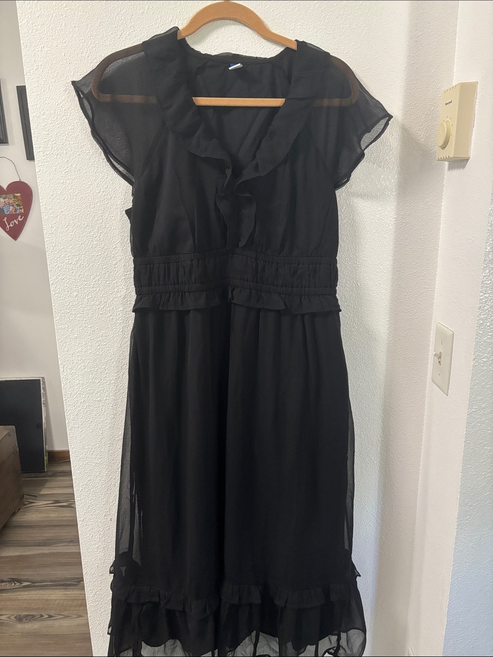Old Navy Black Ruffle-Trim Maxi Dress